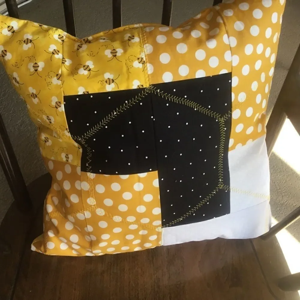 CLOSEOUT SALE $10 NWT Hand Crafted Quilted Pillow in Yellow, White  Black